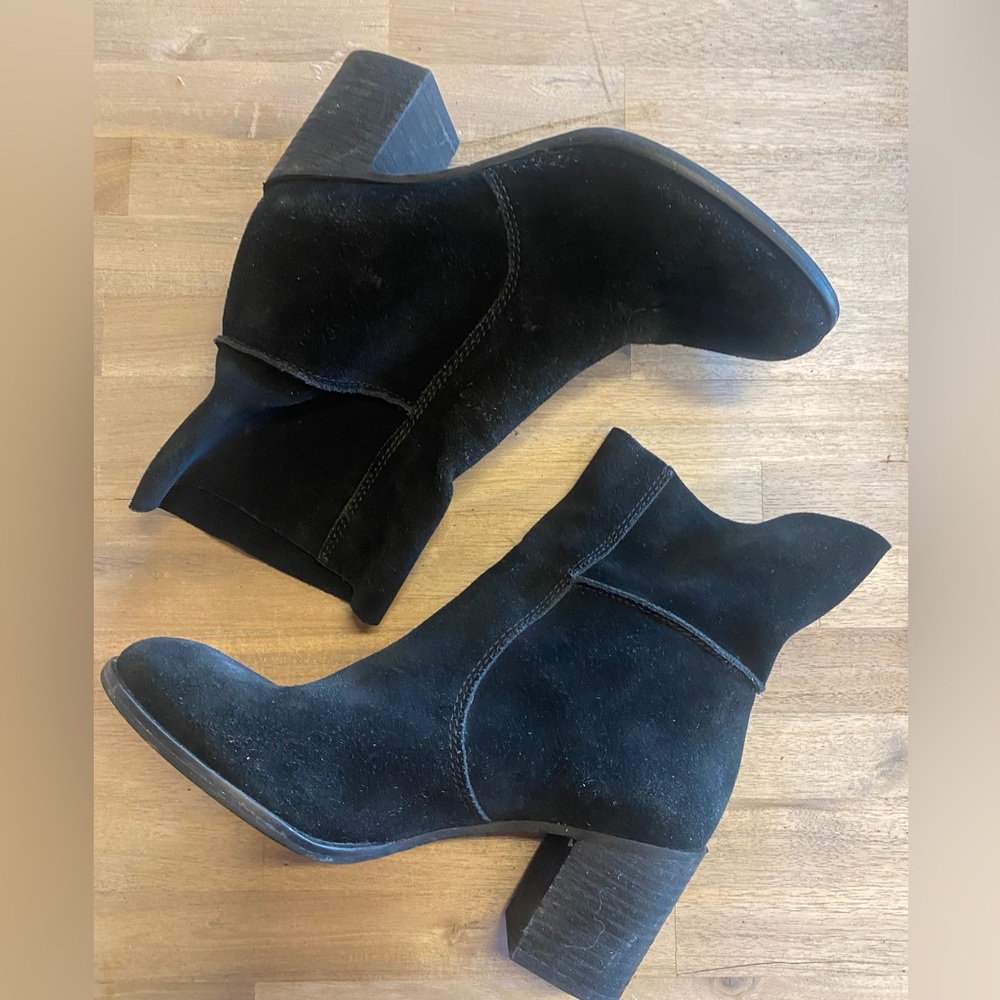 Frye leather suede black ankle boots